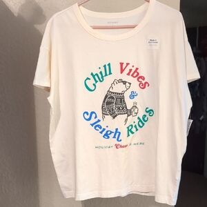 Old Navy Cream Short Sleeve Tee Chill Vibes